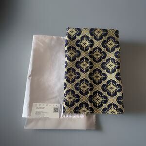 Kravet Ornament Accent Indigo Fabric, Coordinate Donghia Cotton Silk Taffeta 25"